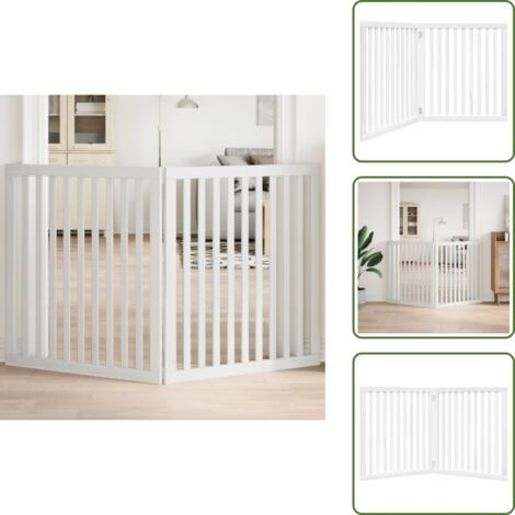 Puerta para perros de álamo - vidaXL Puerta para perros plegable 2 paneles madera álamo blanca 160cm - Puerta para perros blanca