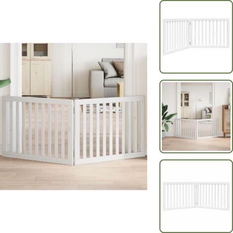 Puerta para perros de álamo - vidaXL Puerta para perros plegable 2 paneles madera álamo blanca 160cm - Puerta para perros blanca