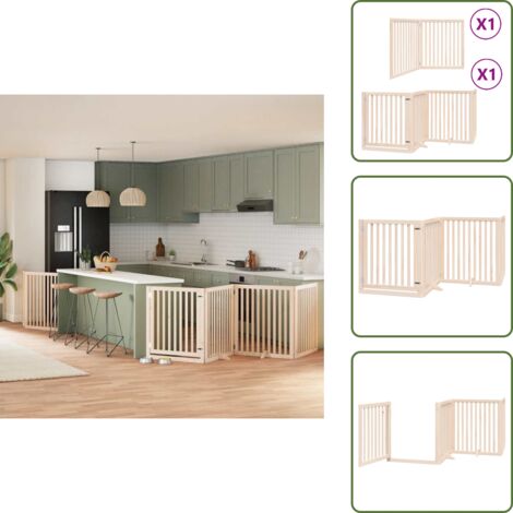 Puerta para perros de álamo - vidaXL Puerta para perros plegable 6 paneles madera de álamo 480 cm - Puerta para perros con cerradura