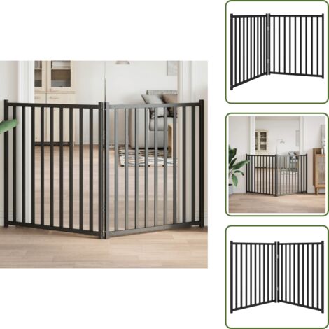 Puerta para perros de madera - vidaXL Puerta de perros plegable 2 paneles madera abeto negro 160 cm -