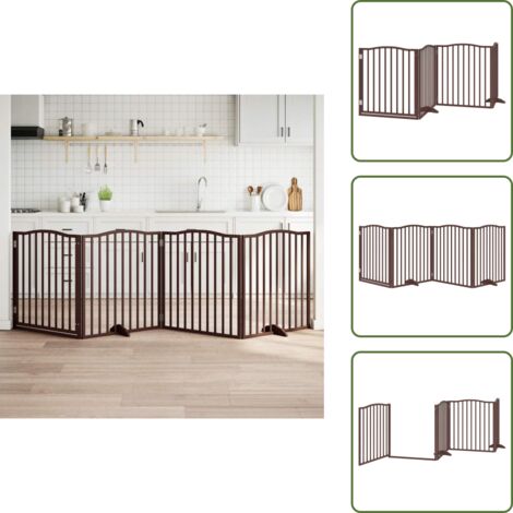 Puerta para perros marrón roble - vidaXL Puerta para perros plegable 4 paneles álamo marrón roble 320 cm - Puerta para perros de álamo