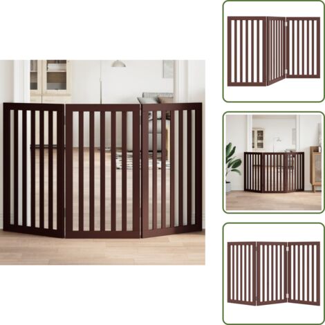 Puerta para perros marrón - vidaXL Puerta para perros plegable 3 paneles madera álamo marrón 150cm - Puerta para perros de álamo