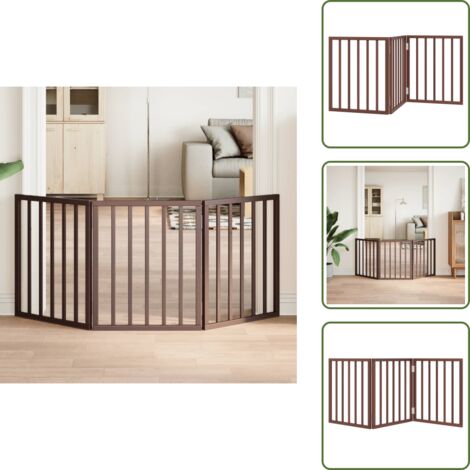Puerta para perros marrón - vidaXL Puerta para perros plegable 3 paneles madera álamo marrón 150cm - Puerta para perros de álamo