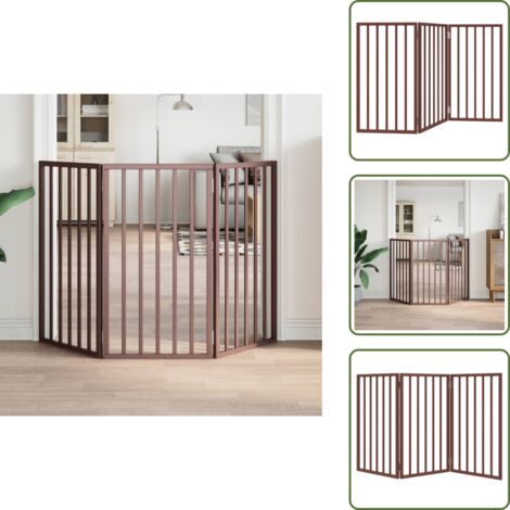 Puerta para perros marrón - vidaXL Puerta para perros plegable 3 paneles madera álamo marrón 150cm - Puerta para perros de álamo