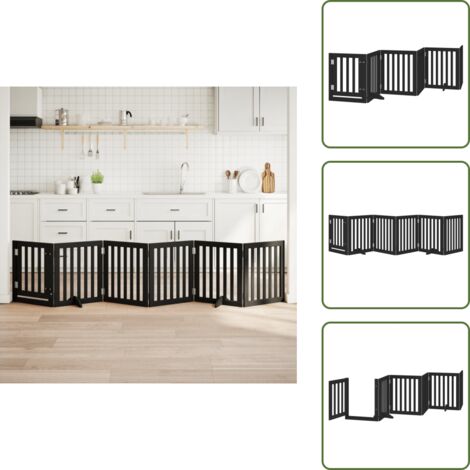 Puerta para perros negra - vidaXL Puerta para perros plegable 6 paneles madera álamo negra 300 cm - Puerta para perros de álamo