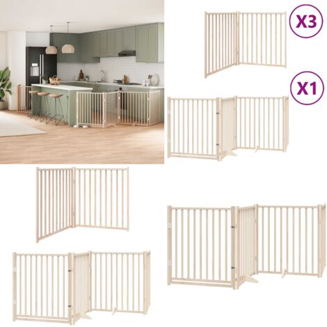 Puerta para perros plegable 10 paneles madera de álamo 800 cm - Puerta plegable - Puerta de madera