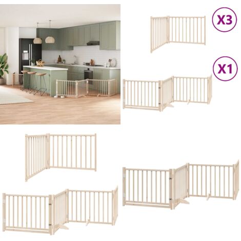 Puerta para perros plegable 10 paneles madera de álamo 800 cm - Puerta plegable - Puerta de madera