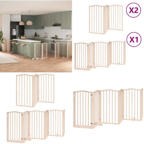 Puerta para perros plegable 12 paneles madera de álamo 600 cm - Puerta plegable para perros - Puerta de madera para perros