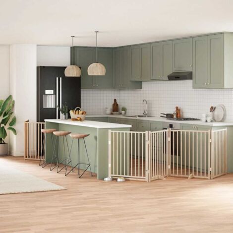 Puerta para perros plegable 12 paneles madera de álamo 960 cm