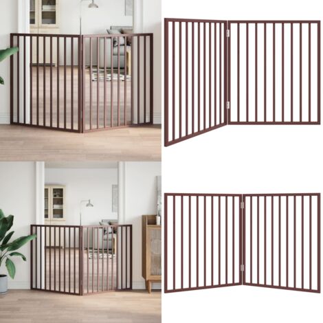 Puerta para perros plegable 2 paneles madera álamo marrón 160cm - Puerta plegable para perros - Puerta de madera para perros