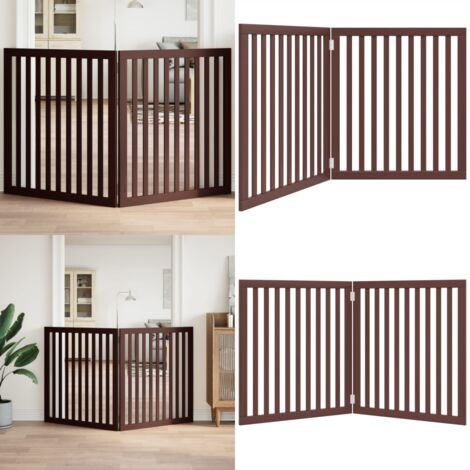 Puerta para perros plegable 2 paneles madera álamo marrón 160cm - Puerta plegable para perros - Puerta de madera para perros