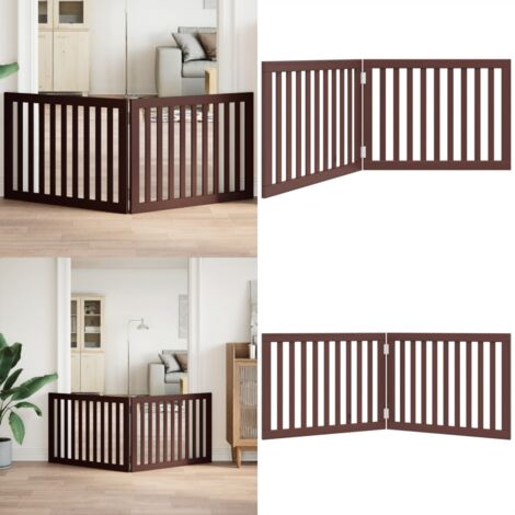 Puerta para perros plegable 2 paneles madera álamo marrón 160cm - Puerta plegable para perros - Puerta de madera para perros