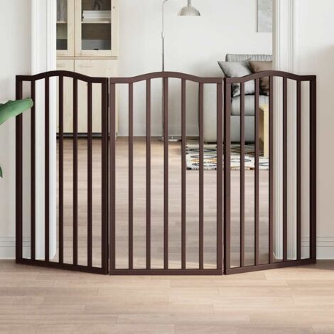 Puerta para perros plegable 3 paneles álamo marrón roble 150 cm