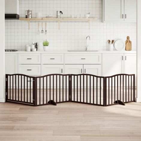 Puerta para perros plegable 4 paneles álamo marrón roble 320 cm