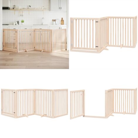 Puerta para perros plegable 4 paneles madera de álamo 320 cm - Puerta plegable - Puerta de madera