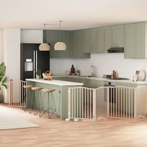 Puerta para perros plegable 6 paneles madera de álamo 480 cm