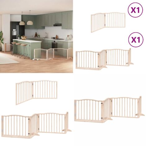 Puerta para perros plegable 6 paneles madera de álamo 480 cm - Puerta plegable para perros - Puerta de madera para perros