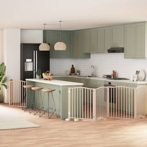Puerta para perros plegable 8 paneles madera de álamo 640 cm