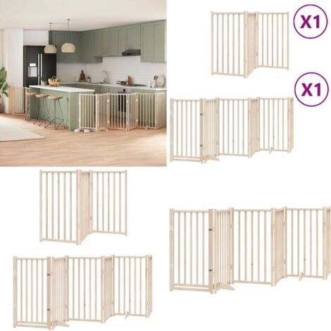 Puerta para perros plegable 9 paneles madera de álamo 450 cm - Puerta plegable para perros - Puerta de madera para perros