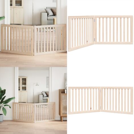 Puerta para perros plegable de 2 paneles, 160 cm, madera de álamo - Puerta plegable - Puerta de madera