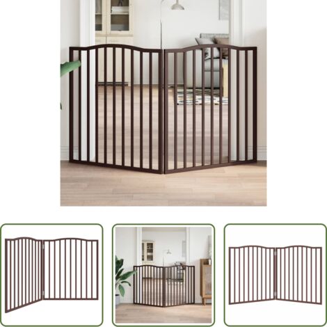 Puerta para perros plegable - Puerta para perros plegable 2 paneles álamo marrón roble 160 cm
