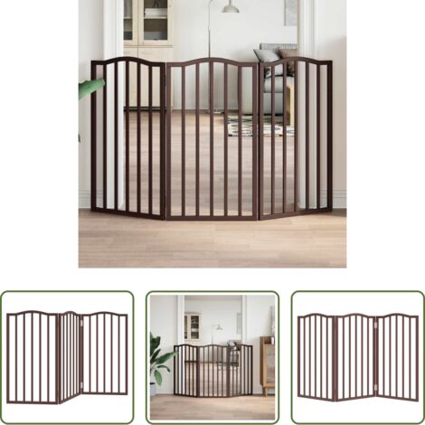 Puerta para perros plegable - Puerta para perros plegable 3 paneles álamo marrón roble 150 cm