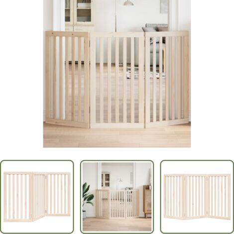 Puerta para perros plegable -  Puerta para perros plegable de 3 paneles, 150 cm, madera de álamo