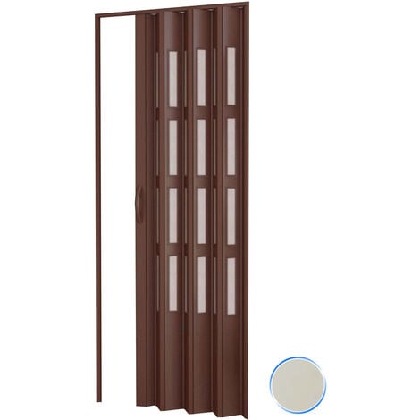 Puerta plegable de interior en kit con vidrios de PVC mod. Sonia Marfil 1013 82x210 cm