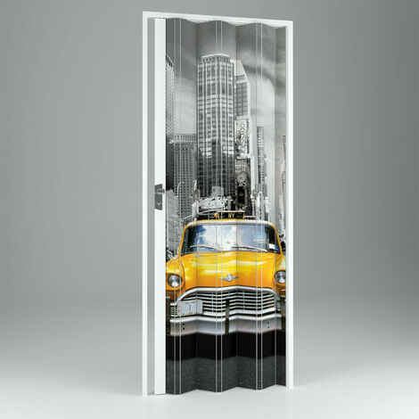 Puerta plegable estampada de interior de pvc mod. Vera 89,5x214 cm New York