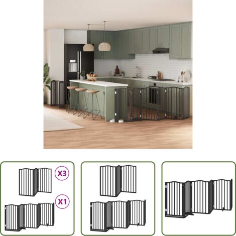 Puerta plegable para perros -  Puerta de perros plegable 15 paneles madera álamo negra 750 cm