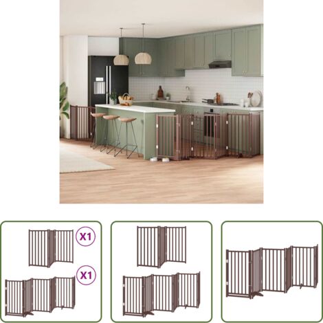 Puerta plegable para perros -  Puerta de perros plegable 9 paneles madera álamo marrón 450 cm