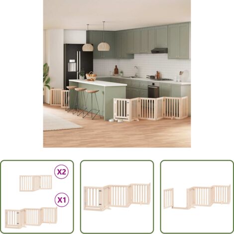 Puerta plegable para perros -  Puerta para perros plegable 12 paneles madera de álamo 600 cm