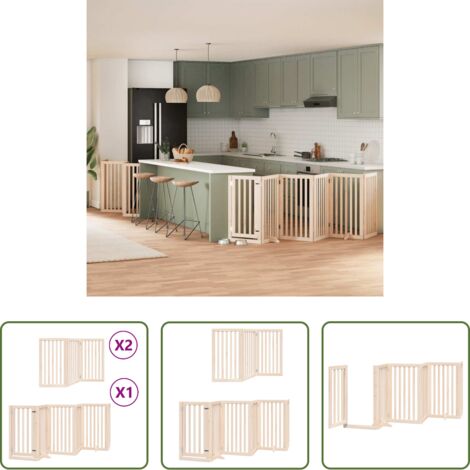 Puerta plegable para perros -  Puerta para perros plegable 12 paneles madera de álamo 600 cm