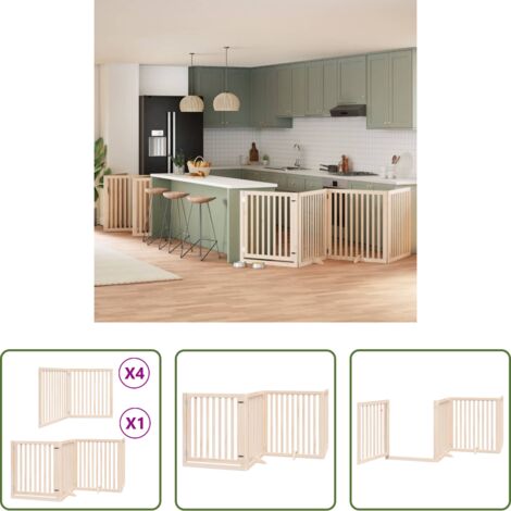 Puerta plegable para perros -  Puerta para perros plegable 12 paneles madera de álamo 960 cm