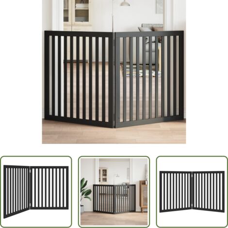 Puerta plegable para perros -  Puerta para perros plegable 2 paneles madera álamo negra 160 cm