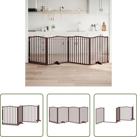 Puerta plegable para perros - Puerta para perros plegable 4 paneles álamo marrón roble 320 cm