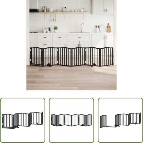 Puerta plegable para perros -  Puerta para perros plegable 6 paneles madera álamo negra 300 cm