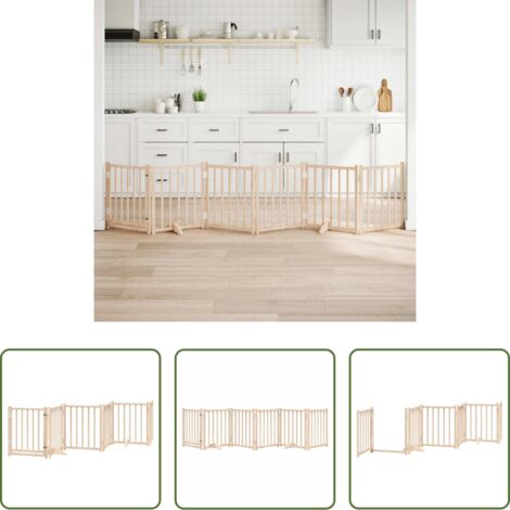 Puerta plegable para perros -  Puerta para perros plegable 6 paneles madera de álamo 300 cm