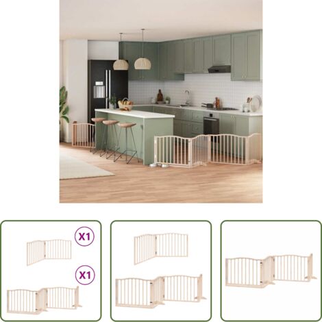 Puerta plegable para perros -  Puerta para perros plegable 6 paneles madera de álamo 480 cm