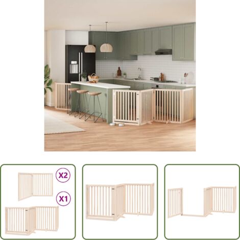Puerta plegable para perros -  Puerta para perros plegable 8 paneles madera de álamo 640 cm