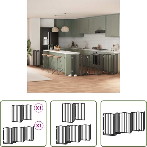Puerta plegable para perros -  Puerta para perros plegable 9 paneles madera álamo negra 450 cm