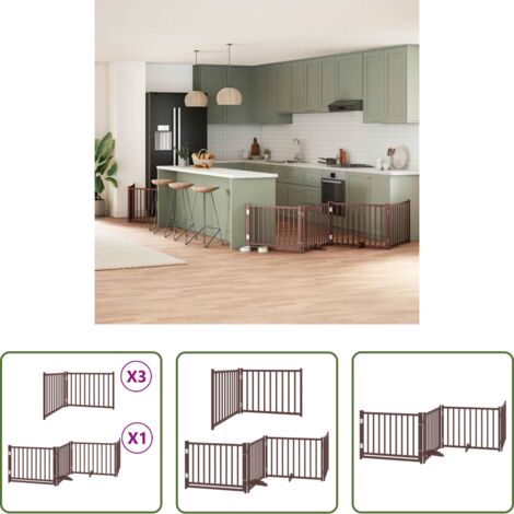 Puerta plegable -  Puerta de perros plegable 10 paneles madera álamo marrón 800 cm