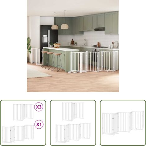 Puerta plegable -  Puerta de perros plegable 15 paneles madera álamo blanca 750 cm