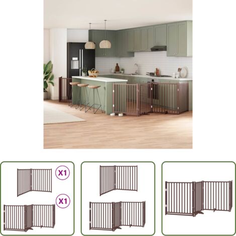 Puerta plegable -  Puerta de perros plegable 6 paneles madera álamo marrón 480 cm