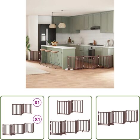 Puerta plegable -  Puerta de perros plegable 9 paneles madera álamo marrón 450 cm