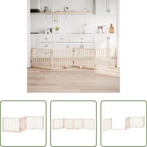 Puerta plegable -  Puerta para perros con puerta plegable de 4 paneles, 320 cm, madera de álamo