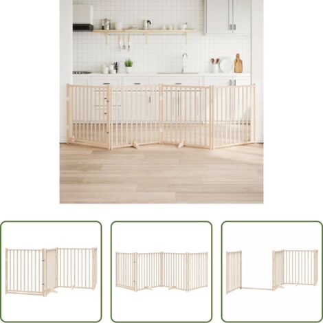 Puerta plegable -  Puerta para perros con puerta plegable de 4 paneles, 320 cm, madera maciza de abeto