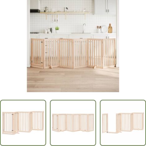 Puerta plegable -  Puerta para perros con puerta plegable de 6 paneles, 300 cm, madera de álamo