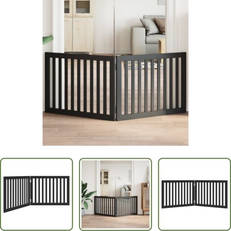 Puerta plegable -  Puerta para perros plegable 2 paneles madera álamo negra 160 cm