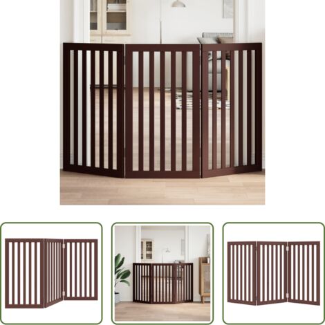 Puerta plegable -  Puerta para perros plegable 3 paneles madera álamo marrón 150cm